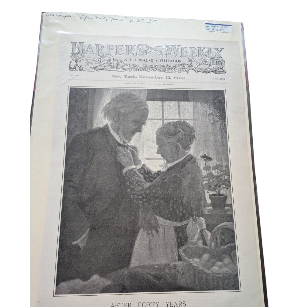 1909 Harpers Weekly After Forty Years Sarah K Smith Antique Print Illustration